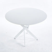 Mid-Century Round MDF Dining Table For 4-6 People With Pedestal Base And Cross Legs, Versatile Coffee And Leisure Table