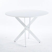 Mid-Century Round MDF Dining Table For 4-6 People With Pedestal Base And Cross Legs, Versatile Coffee And Leisure Table