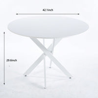 Mid-Century Round MDF Dining Table For 4-6 People With Pedestal Base And Cross Legs, Versatile Coffee And Leisure Table