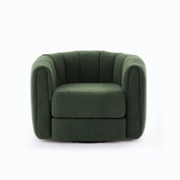 Comfy Swivel Accent Chair For Living Room With Wood Base And Wide Upholstered Seat