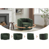 Comfy Swivel Accent Chair For Living Room With Wood Base And Wide Upholstered Seat
