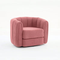 Comfy Swivel Accent Chair For Living Room With Wood Base And Wide Upholstered Seat
