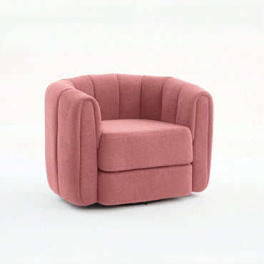 Comfy Swivel Accent Chair For Living Room With Wood Base And Wide Upholstered Seat