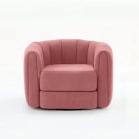 Comfy Swivel Accent Chair For Living Room With Wood Base And Wide Upholstered Seat
