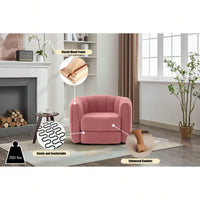 Comfy Swivel Accent Chair For Living Room With Wood Base And Wide Upholstered Seat