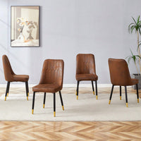 Brown Suede Velvet Dining Chair Set Of Four With Black Metal Legs