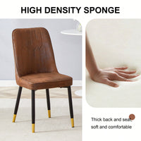 Brown Suede Velvet Dining Chair Set Of Four With Black Metal Legs