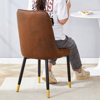 Brown Suede Velvet Dining Chair Set Of Four With Black Metal Legs