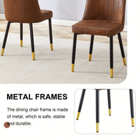 Brown Suede Velvet Dining Chair Set Of Four With Black Metal Legs