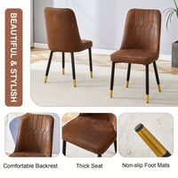 Brown Suede Velvet Dining Chair Set Of Four With Black Metal Legs