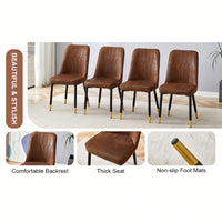 Brown Suede Velvet Dining Chair Set Of Four With Black Metal Legs