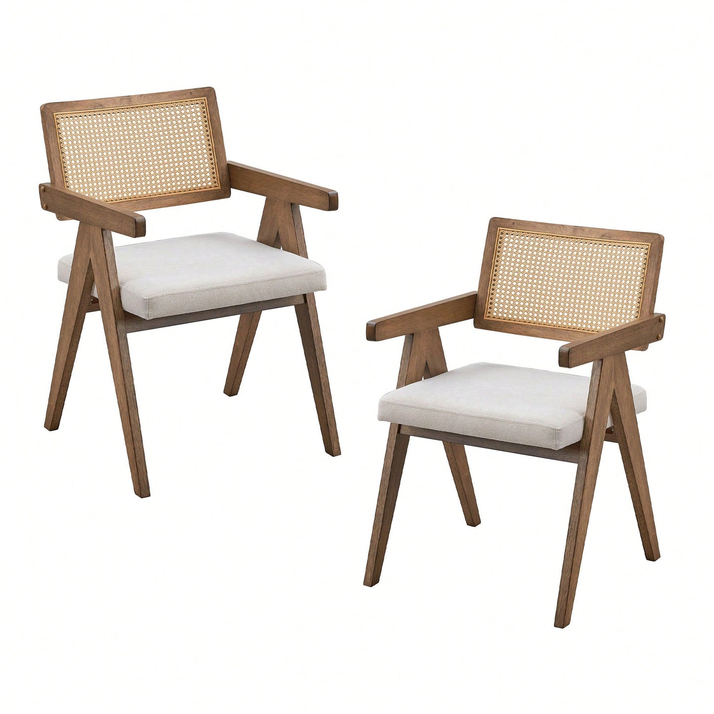 Mid Century Upholstered Dining Chairs Set Of 2, Bohemian Style Wooden Frame Kitchen Chairs For Living Room, Office, Restaurant, Coffee Shop