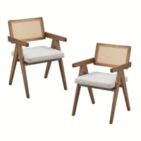Mid Century Upholstered Dining Chairs Set Of 2, Bohemian Style Wooden Frame Kitchen Chairs For Living Room, Office, Restaurant, Coffee Shop