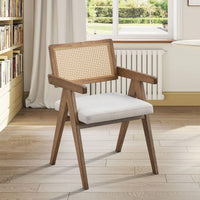 Mid Century Upholstered Dining Chairs Set Of 2, Bohemian Style Wooden Frame Kitchen Chairs For Living Room, Office, Restaurant, Coffee Shop