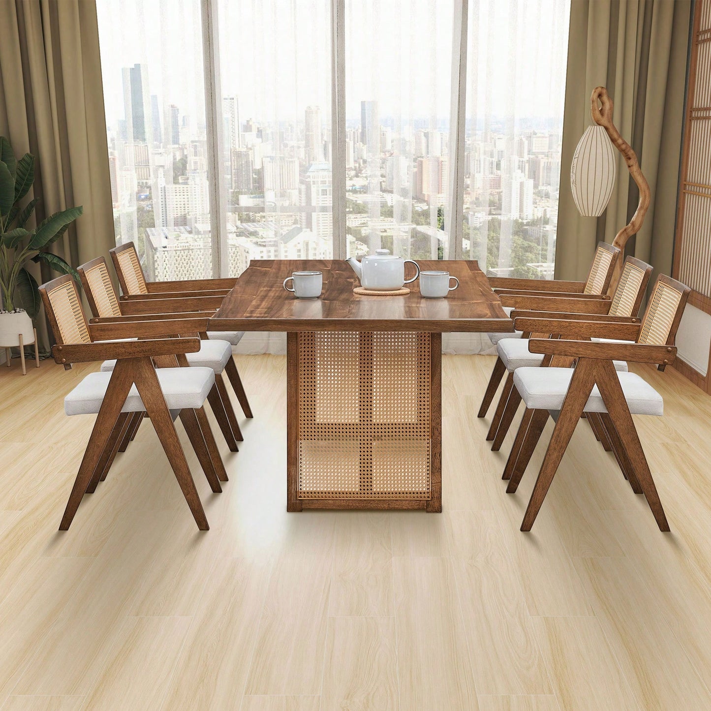 Mid Century Upholstered Dining Chairs Set Of 2, Bohemian Style Wooden Frame Kitchen Chairs For Living Room, Office, Restaurant, Coffee Shop