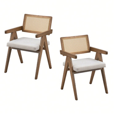 Mid Century Upholstered Dining Chairs Set Of 2, Bohemian Style Wooden Frame Kitchen Chairs For Living Room, Office, Restaurant, Coffee Shop