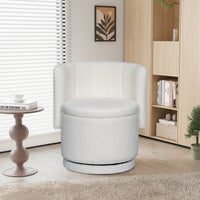 Beige 360 Degree Swivel Sofa Chair With Hidden Storage Perfect For Bedroom And Living Room