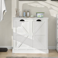White Two-Compartment Tilt-Out Laundry Sorter Cabinet For Efficient Organization