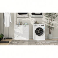 White Two-Compartment Tilt-Out Laundry Sorter Cabinet For Efficient Organization