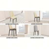 Modern PU Leather Dining Chairs Set Of 4 With Soft Cushions And Black Metal Legs In Beige And Grey