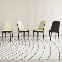 Modern PU Leather Dining Chairs Set Of 4 With Soft Cushions And Black Metal Legs In Beige And Grey