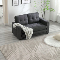 Convertible Futon Sofa Bed Space Saving Loveseat Dark Gray Light Gray Beige Velvet Linen Fabric