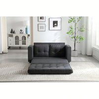 Convertible Futon Sofa Bed Space Saving Loveseat Dark Gray Light Gray Beige Velvet Linen Fabric