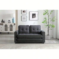 Convertible Futon Sofa Bed Space Saving Loveseat Dark Gray Light Gray Beige Velvet Linen Fabric