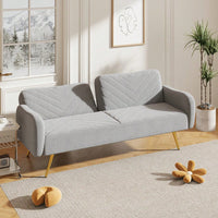 Stylish Gray Fabric Double Sofa With Split Backrest And Two Throw Pillows For Living Room Apartment Home Office