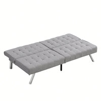 WOOD FRAME, STAINLESS LEG, FUTON, SOFA BED GREY