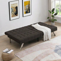 WOOD FRAME, STAINLESS LEG, FUTON, SOFA BED GREY