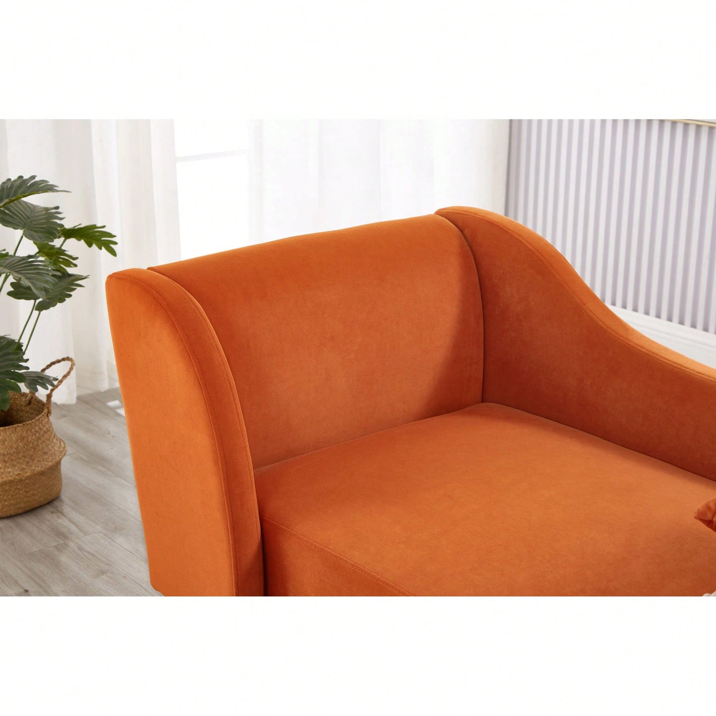 Stylish Orange Velvet Chaise Lounge Chair For Contemporary Living Spaces