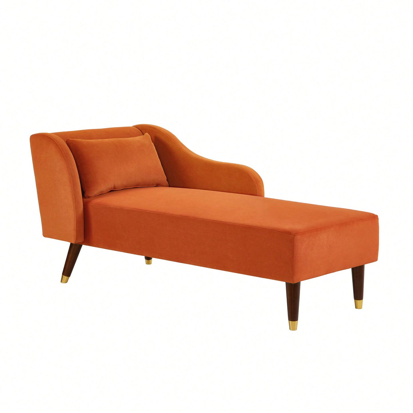 Stylish Orange Velvet Chaise Lounge Chair For Contemporary Living Spaces