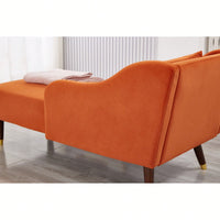 Stylish Orange Velvet Chaise Lounge Chair For Contemporary Living Spaces