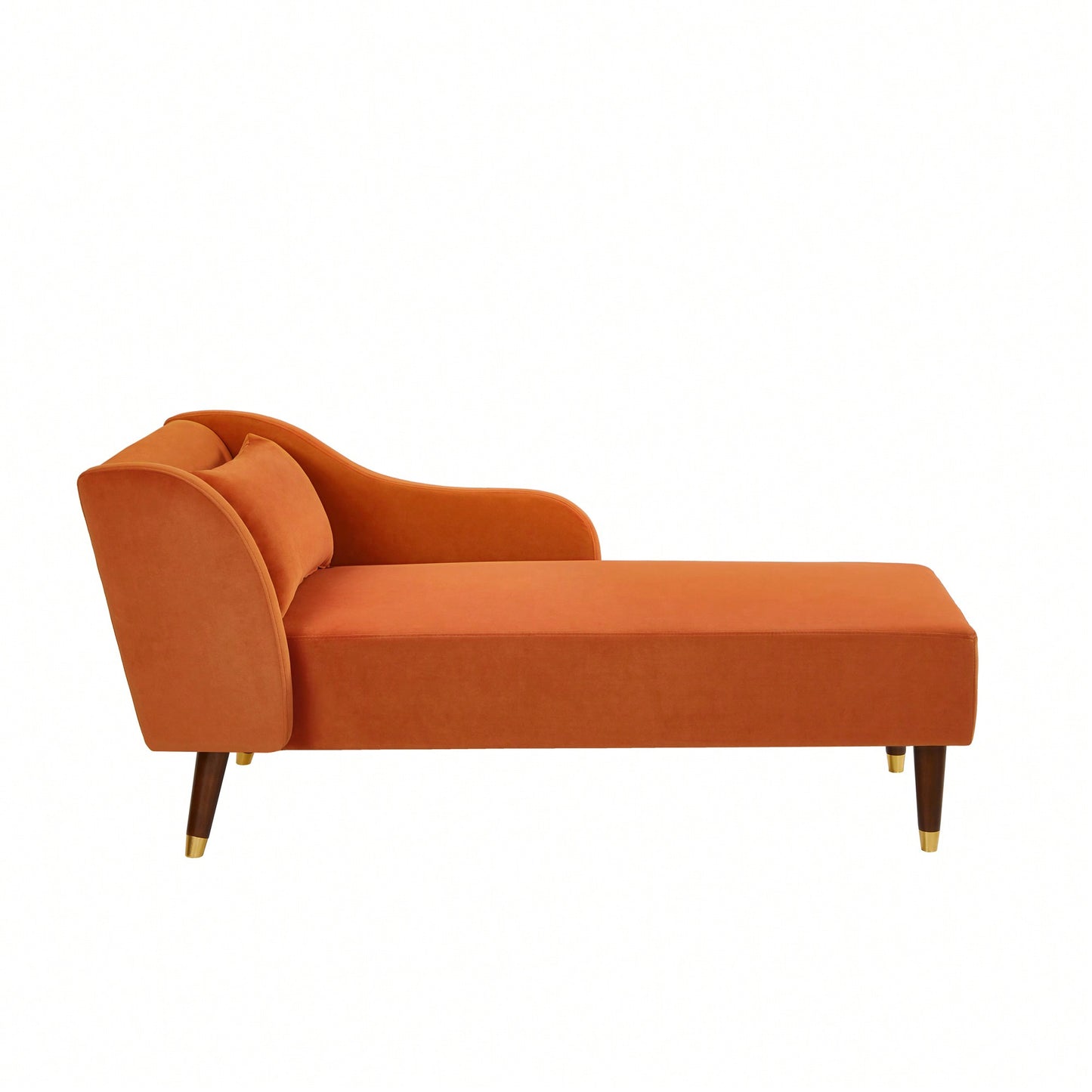 Stylish Orange Velvet Chaise Lounge Chair For Contemporary Living Spaces