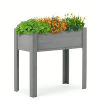 Elevated Wooden Raised Garden Bed With Legs 31x31x16 Inch For Outdoor Plants Flowers Vegetables Herbs