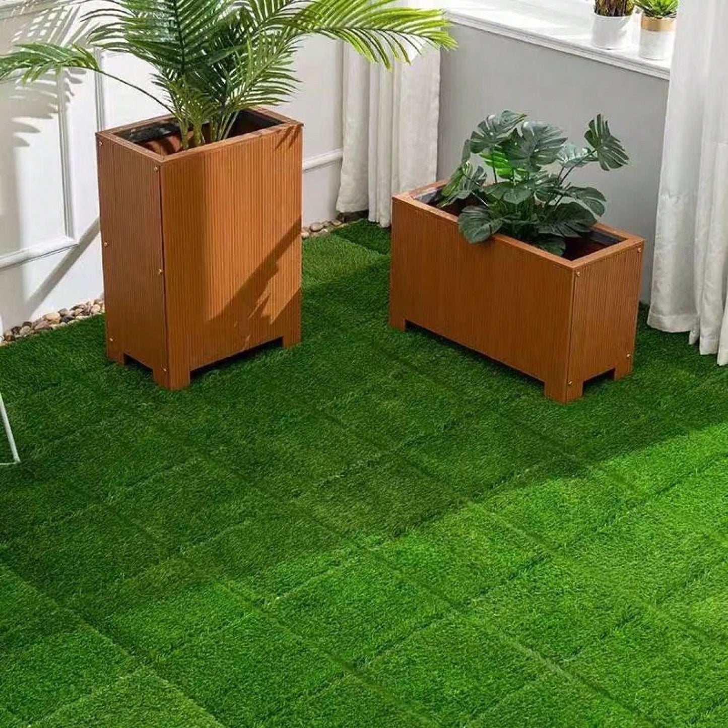 36 Interlocking Artificial Grass Tiles For Patio Balcony Backyard 12x12 Durable Turf Flooring Solution