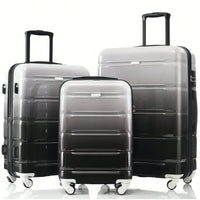 3-Piece Luggage Set With USB Port Airline Approved Carry-On 20-Inch Hard Shell Spinner Wheels And Cup Holder Black