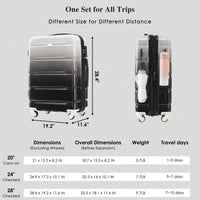 3-Piece Luggage Set With USB Port Airline Approved Carry-On 20-Inch Hard Shell Spinner Wheels And Cup Holder Black
