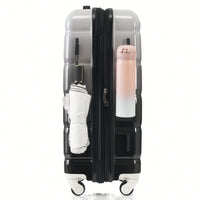 3-Piece Luggage Set With USB Port Airline Approved Carry-On 20-Inch Hard Shell Spinner Wheels And Cup Holder Black