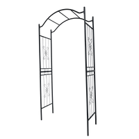 Black Powder Coated Metal Garden Arch For Climbing Plants 7.5ft Height Outdoor Arbor Support Structure