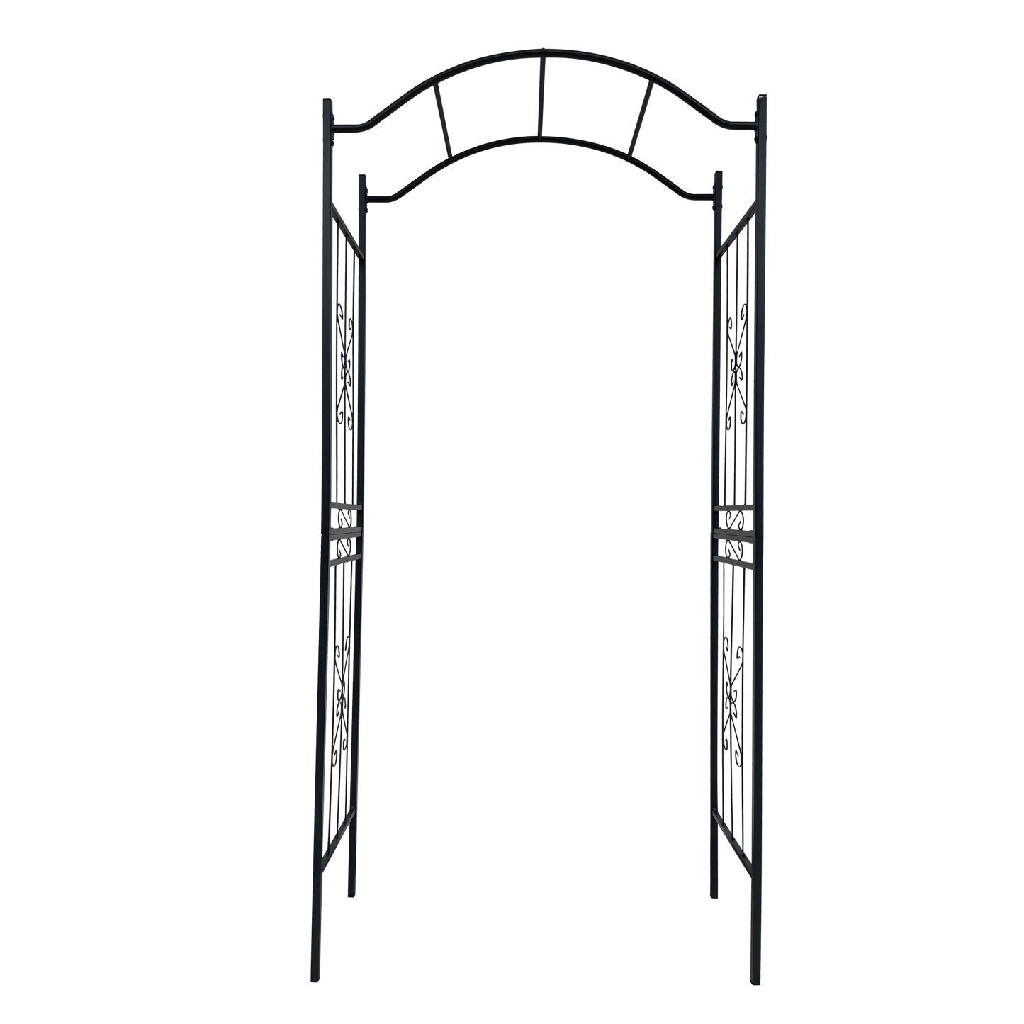 Black Powder Coated Metal Garden Arch For Climbing Plants 7.5ft Height Outdoor Arbor Support Structure