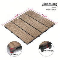 Interlocking WPC Wood-Plastic Composite Patio Deck Tiles For DIY Outdoor Flooring 11.8" Water Resistant 3D Teak Design