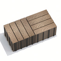 Interlocking WPC Wood-Plastic Composite Patio Deck Tiles For DIY Outdoor Flooring 11.8" Water Resistant 3D Teak Design