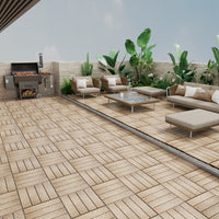 Interlocking WPC Wood-Plastic Composite Patio Deck Tiles For DIY Outdoor Flooring 11.8" Water Resistant 3D Teak Design