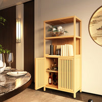 Freestanding Bamboo Storage Cabinet With 2 Doors For Bathroom, Living Room, Kitchen, And Entryway Organization