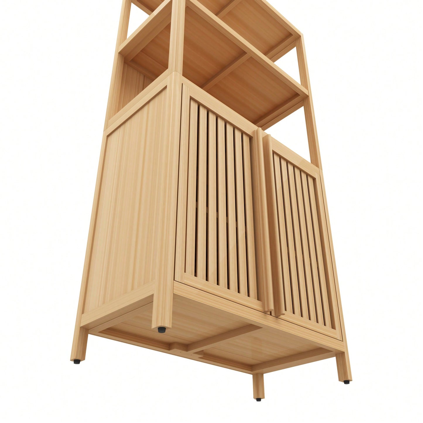 Freestanding Bamboo Storage Cabinet With 2 Doors For Bathroom, Living Room, Kitchen, And Entryway Organization