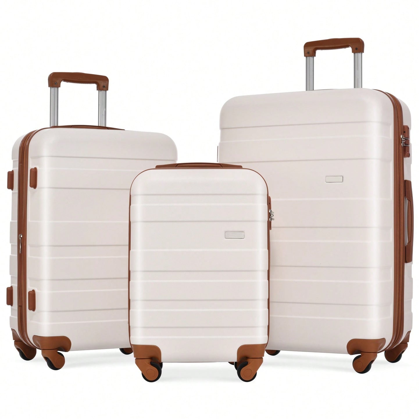 Expandable ABS Hardshell Luggage Set 3pcs Lightweight Durable Suitcases With Spinner Wheels And TSA Lock 20 24 28 Inch Pink Brown