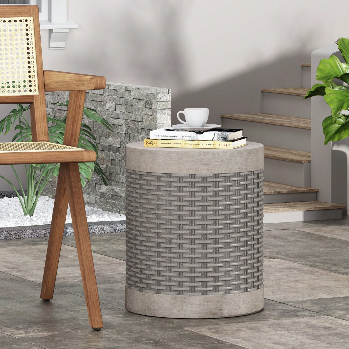 End Table With Modern Design And Lightweight Concrete Construction