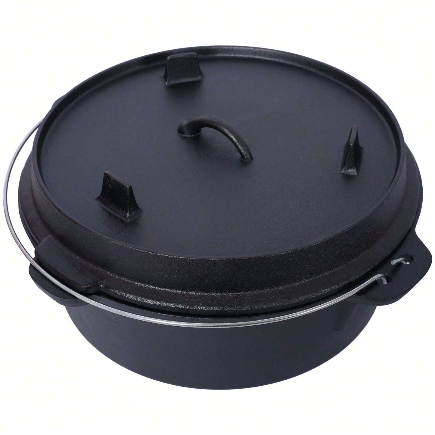 12 Quart Pre-Seasoned Cast Iron Dutch Oven With Skillet Lid For Camping BBQ Baking And Outdoor Cooking